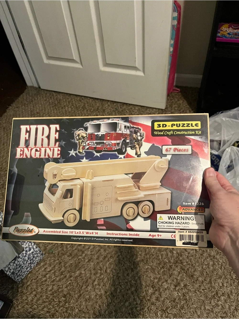 3D Wood Fire Engine Puzzle - Natural Wood